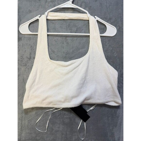 Gianni Bini Tops - NWT Gianni Bini White Reyna Terry Halter Crop Tank Top XL
